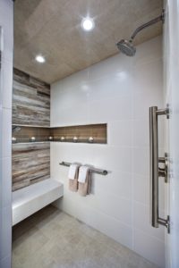 remodeled white title shower