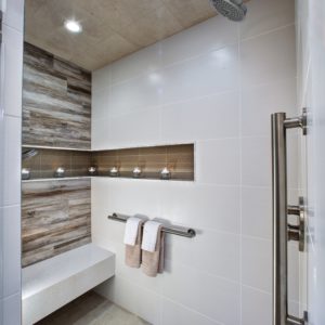 remodeled white title shower